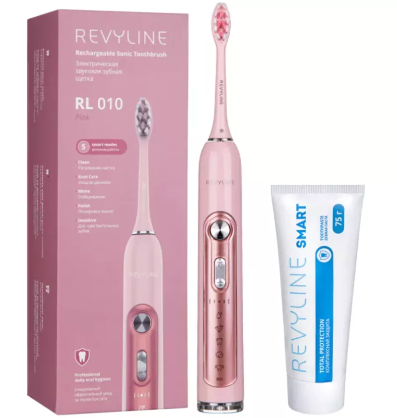 Звуковая щетка Revyline RL 010 Pink и паста Smart (75 мл)